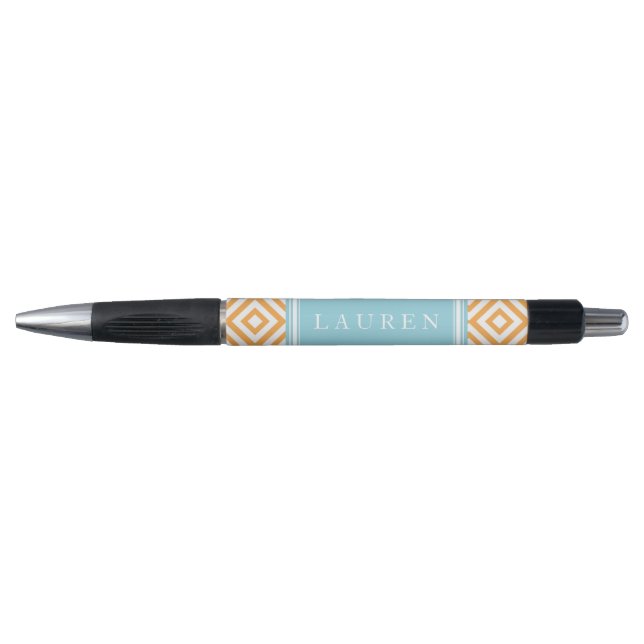 Personalised Orange and Aqua Diamonds Pattern (Front)