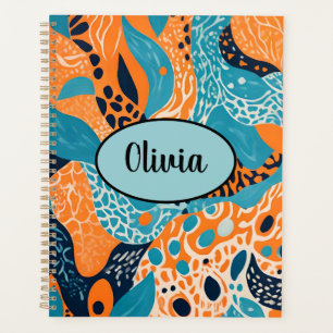 Personalised Orange and Blue Cheetah Print Planner