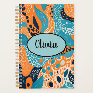 Personalised Orange and Blue Cheetah Print Planner