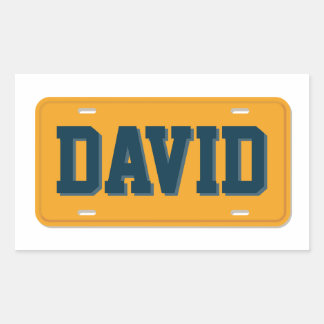 Personalised Orange and Navy Blue License Plate Rectangular Sticker