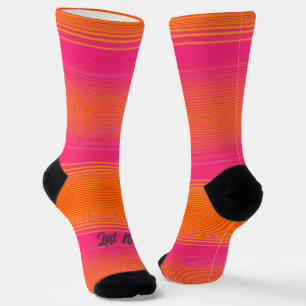 Personalised Orange and Pink Striped Pattern Socks