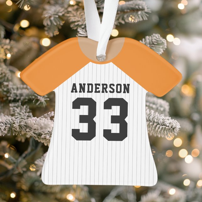  Personalised Orange and White Baseball Jersey Ornament (Creator Uploaded)