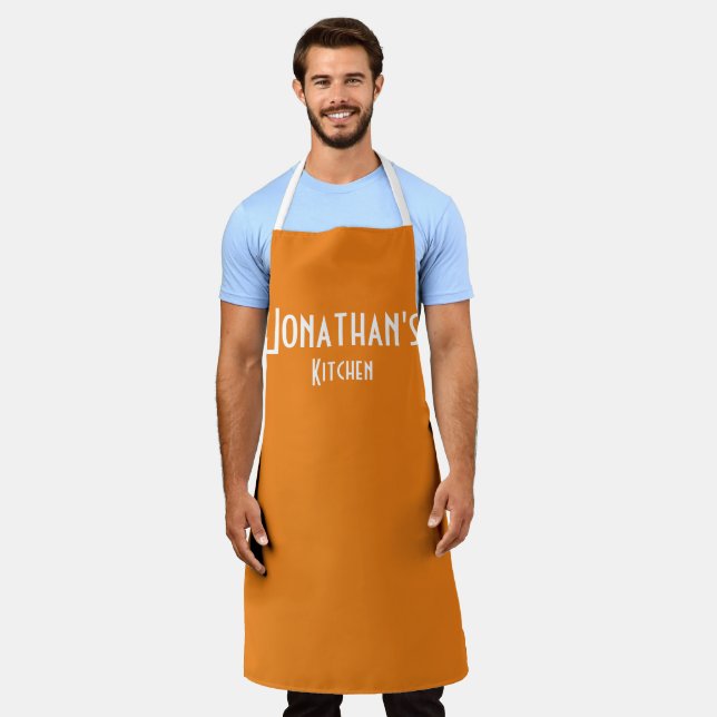 Personalised Orange Apron (Worn)