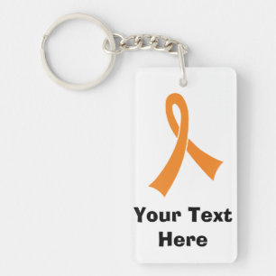Personalised Orange Awareness Ribbon Key Ring