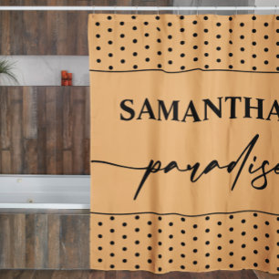 Personalised Orange Bathroom Shower Curtain