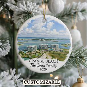 Personalised Orange Beach Ornament, Custom Alabama Ceramic Ornament