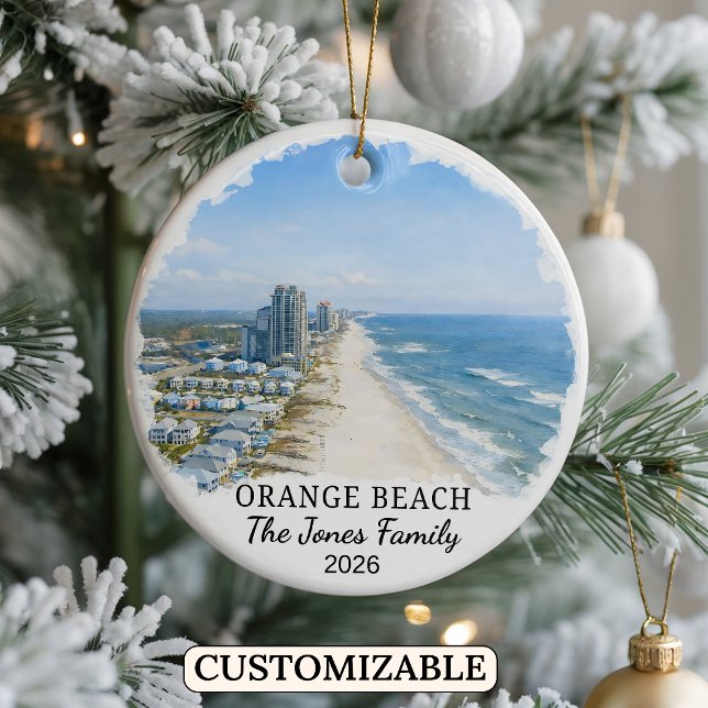 Personalised Orange Beach Ornament, Custom Alabama Ceramic Ornament (Creator Uploaded)