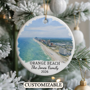 Personalised Orange Beach Ornament, Custom Alabama Ceramic Ornament