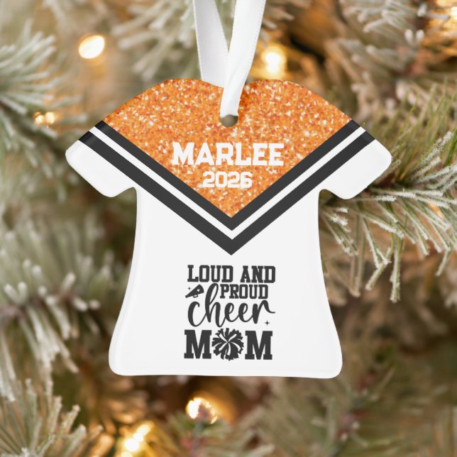 Personalised Orange & Black Cheer Mum Ornament  (Tree)