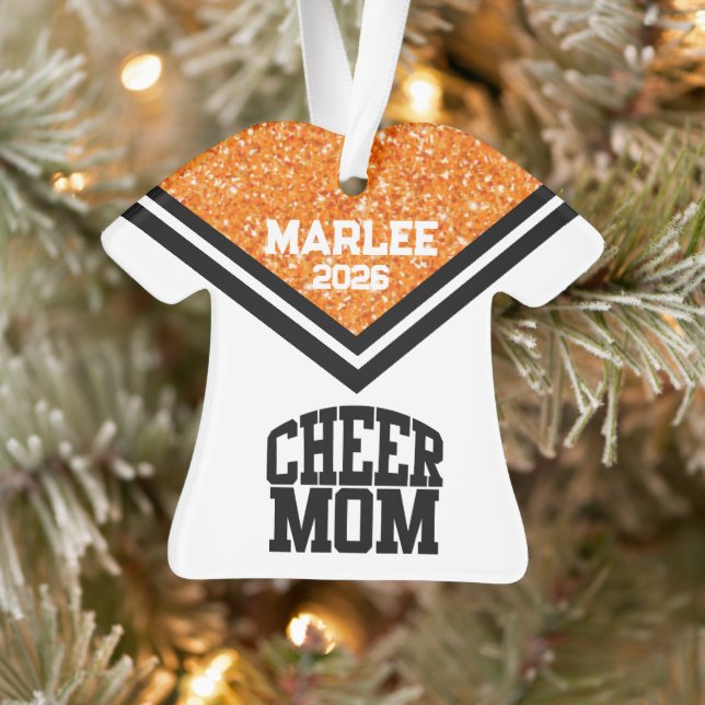 Personalised Orange & Black Cheer Mum Ornament  (Tree)