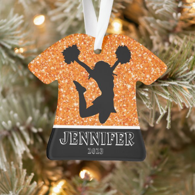 Personalised Orange & Black Cheerleading Ornament  (Tree)