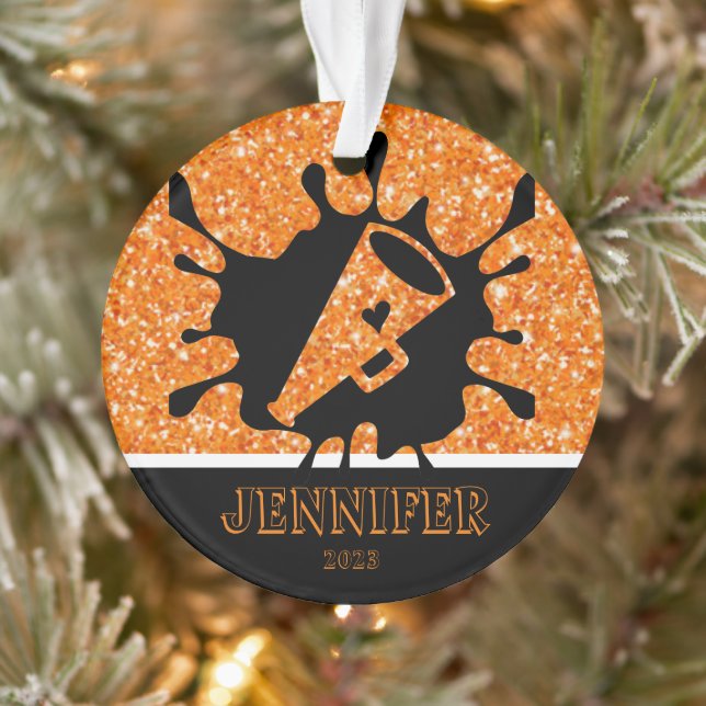 Personalised Orange & Black Cheerleading Ornament  (Tree)
