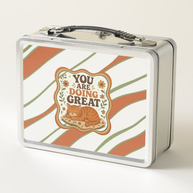 Personalised Orange Cat Lunch Box (Back)