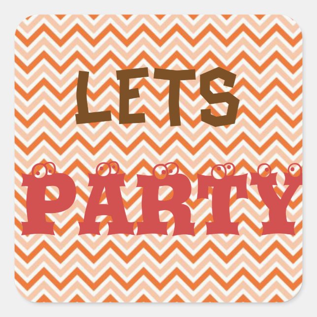 Personalised orange-chevron square sticker (Front)