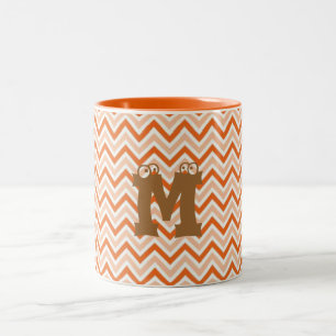 Personalised orange-chevron Two-Tone coffee mug