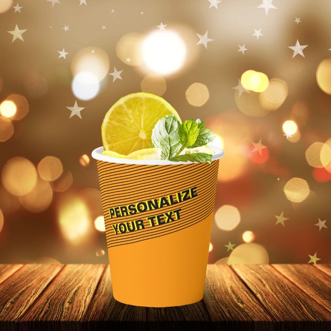 Personalised Orange Cool Modern Simple Neon Party Paper Cups (Creator Uploaded)