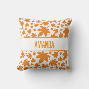 Personalised Orange Farmhouse Fall Leaves Cushion