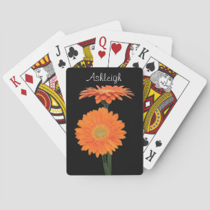 Personalised Orange Gerbera Daisies Playing Cards