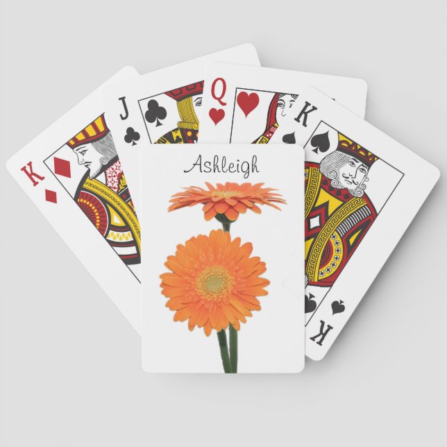 Personalised Orange Gerbera Daisies Playing Cards (Back)