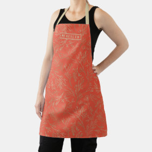 Personalised Orange Gold Abstract Floral Apron