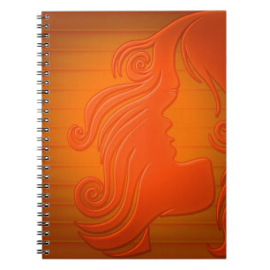 Personalised Orange Gold Woman Face Hair Girly Notebook