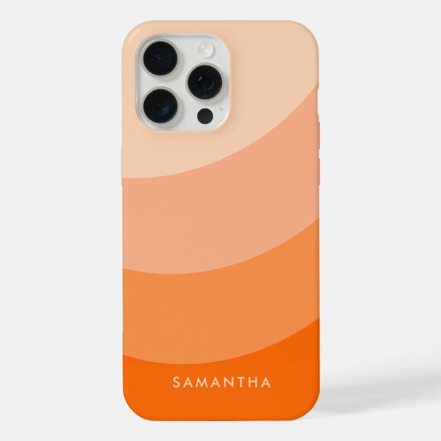 Personalised Orange Gradient Modern Name Bright iPhone Case (Back)