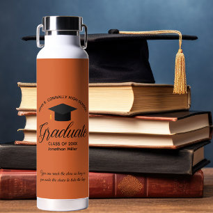 Personalised Orange Graduation 2025 Graduate Water Bottle