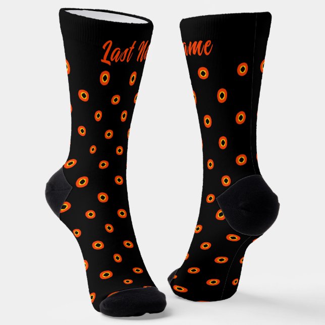 Personalised Orange Green Black Pattern Socks (Angled)
