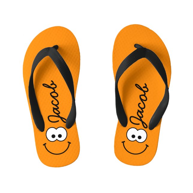 Personalised Orange Kid's Thongs (Footbed)
