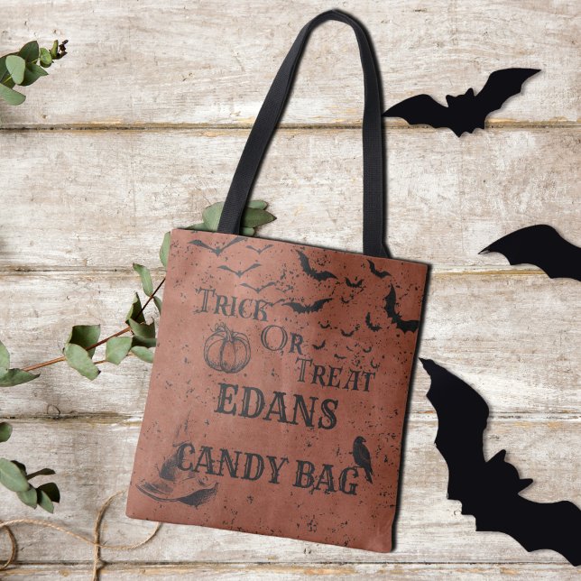 Personalised Orange Kids Trick Or Treat Candy Tote Bag (Creator Uploaded)