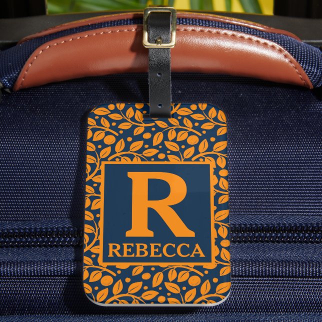 Personalised Orange Leaf Design  Luggage Tag (Front Insitu 2)