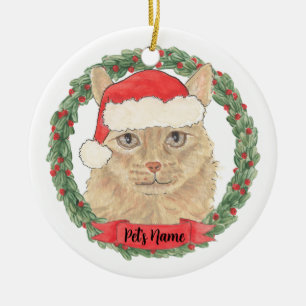 Personalised Orange Maine Coon Cat Christmas Ceramic Ornament