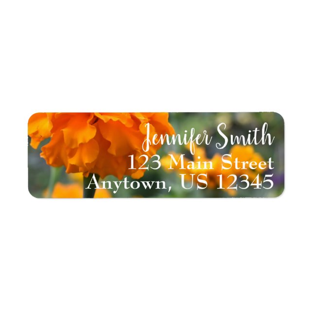 Personalised Orange Marigold Nature Floral Flower Return Address Label (Front)