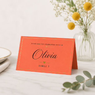Personalised Orange Place Card