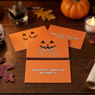 Personalised Orange Pumpkin Halloween Calling Card