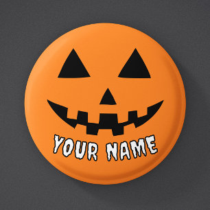 Personalised Orange Pumpkin Halloween Your Name 3 Cm Round Badge