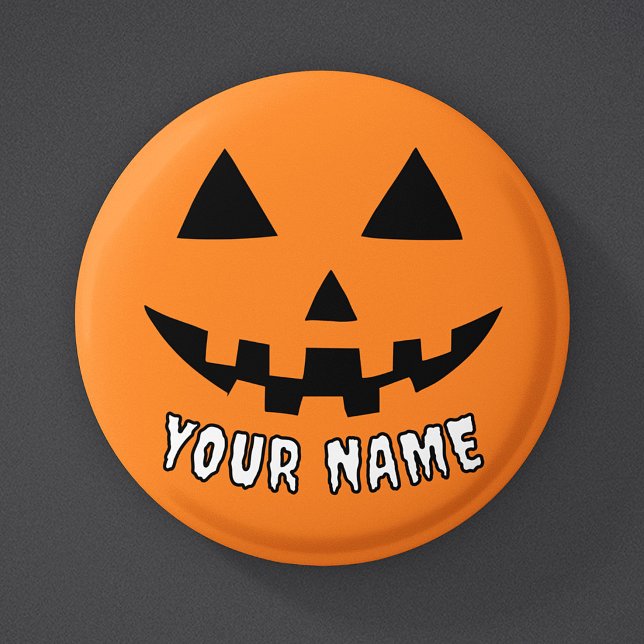 Personalised Orange Pumpkin Halloween Your Name 3 Cm Round Badge (Creator Uploaded)