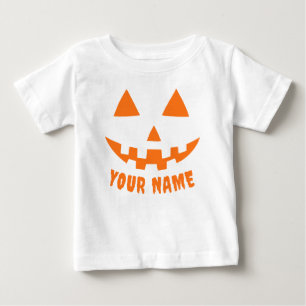 Personalised Orange Pumpkin Halloween Your Name Baby T-Shirt