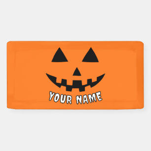 Personalised Orange Pumpkin Halloween Your Name Banner
