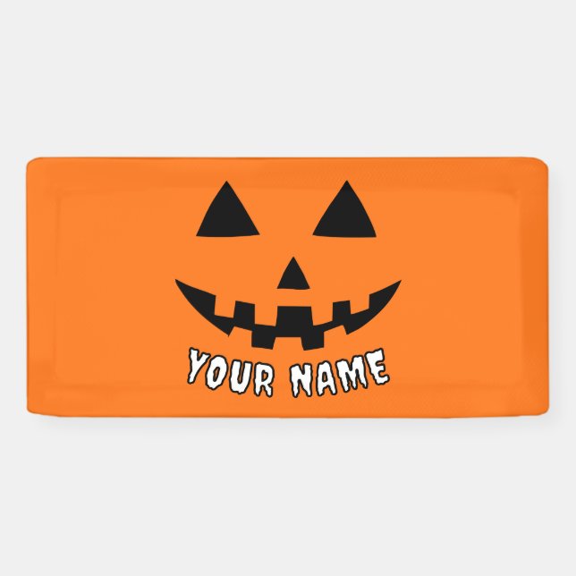Personalised Orange Pumpkin Halloween Your Name Banner (Horizontal)