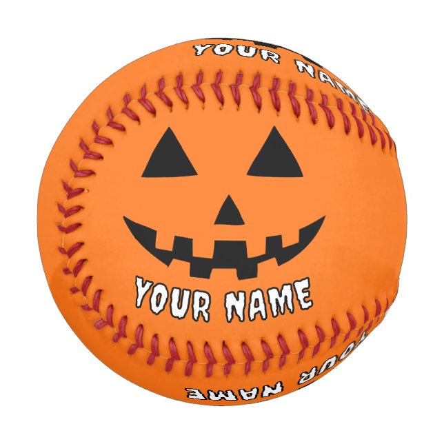 Personalised Orange Pumpkin Halloween Your Name Baseball (Front Left)