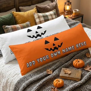 Personalised Orange Pumpkin Halloween Your Name Body Cushion