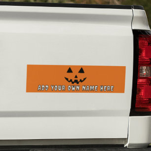 Personalised Orange Pumpkin Halloween Your Name Bumper Sticker