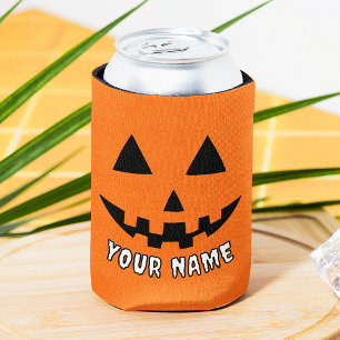 Personalised Orange Pumpkin Halloween Your Name Can Cooler