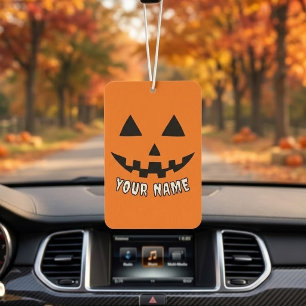 Personalised Orange Pumpkin Halloween Your Name Car Air Freshener