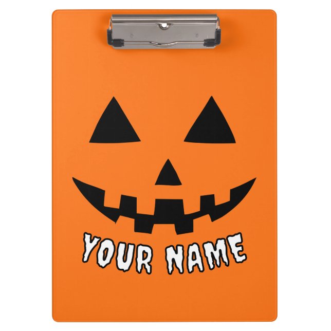 Personalised Orange Pumpkin Halloween Your Name Clipboard (Front)