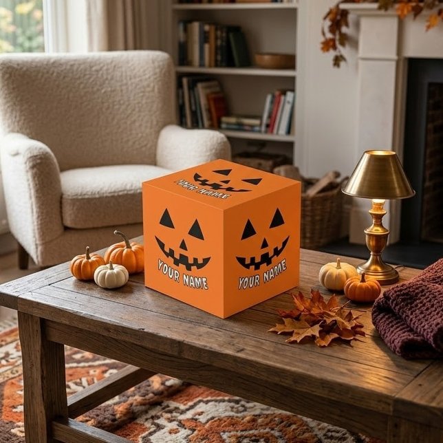 Personalised Orange Pumpkin Halloween Your Name Cube (Creator Uploaded)
