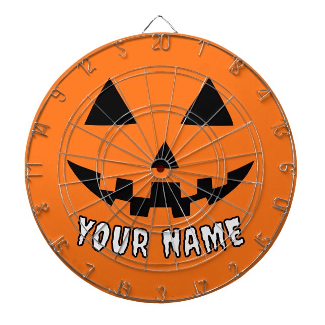 Personalised Orange Pumpkin Halloween Your Name Dartboard (Front)