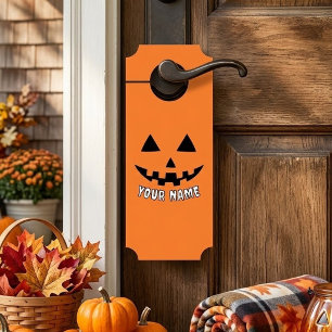 Personalised Orange Pumpkin Halloween Your Name Door Hanger