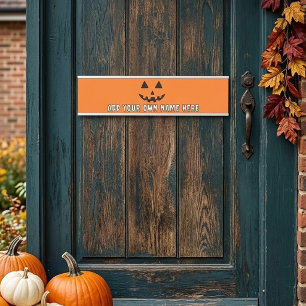 Personalised Orange Pumpkin Halloween Your Name Door Sign